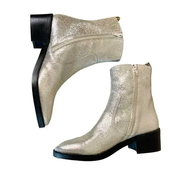 MIISTA LONDON Metallic Silver Boots 9 1/2. Runs small! Likely fit like an 8 1/2. - Picture 6 of 12